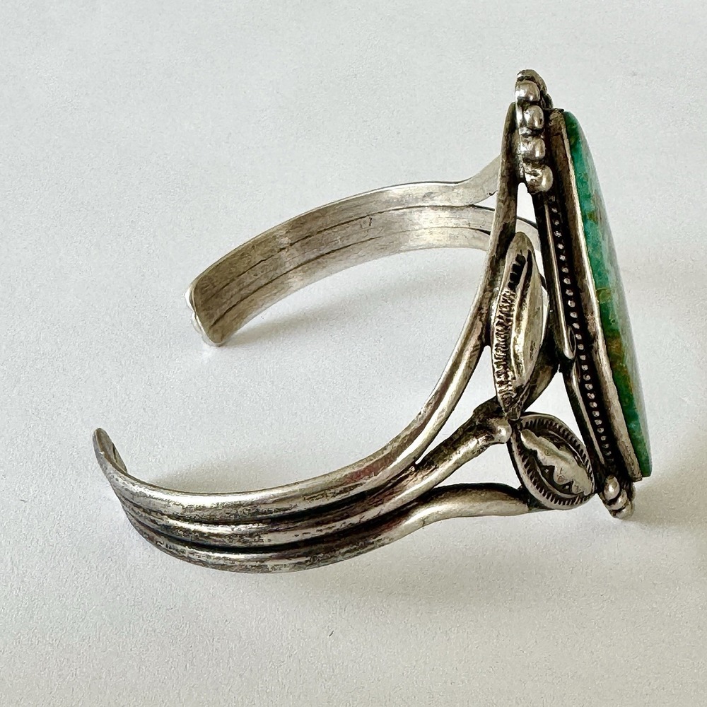 VTG Navajo Cuff Bracelet Turquoise Harvey Era 1960s Marquis Sterling Native Amer - Picture 13 of 14